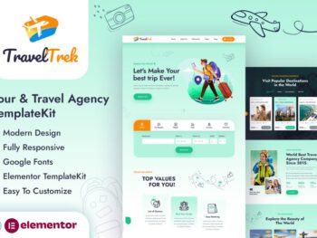 "Travel Trek – Elementor Template Kit for Tour & Travel Agencies (Download)"