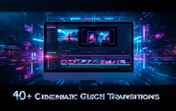 "40+ Cinematic Glitch Transition Effects Pack for Adobe Premiere Pro"