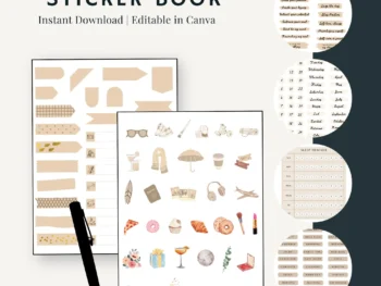 "That Girl Aesthetic PLR Digital Stickers – Canva Editable Icons for Commercial Use"