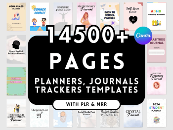 "14500+ PLR Canva Pages Mega Bundle | 200+ Editable Planner Templates | Commercial Use"