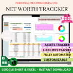 Net Worth Tracker Spreadsheet – Excel & Google Sheets Financial Dashboard with PLR + MRR Resell Rights | Passive Income Digital Product + 3 Bonus